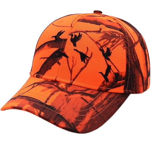 Orange Camo Hunting Baseball Cap with Nature Print